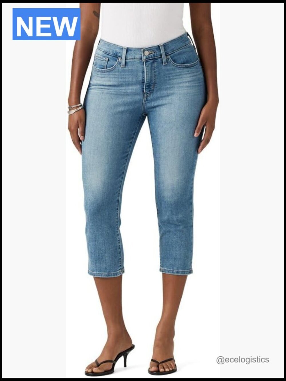 Mid Rise Skinny Capri Jeans - Stretch Cotton Blend - 5 Pocket